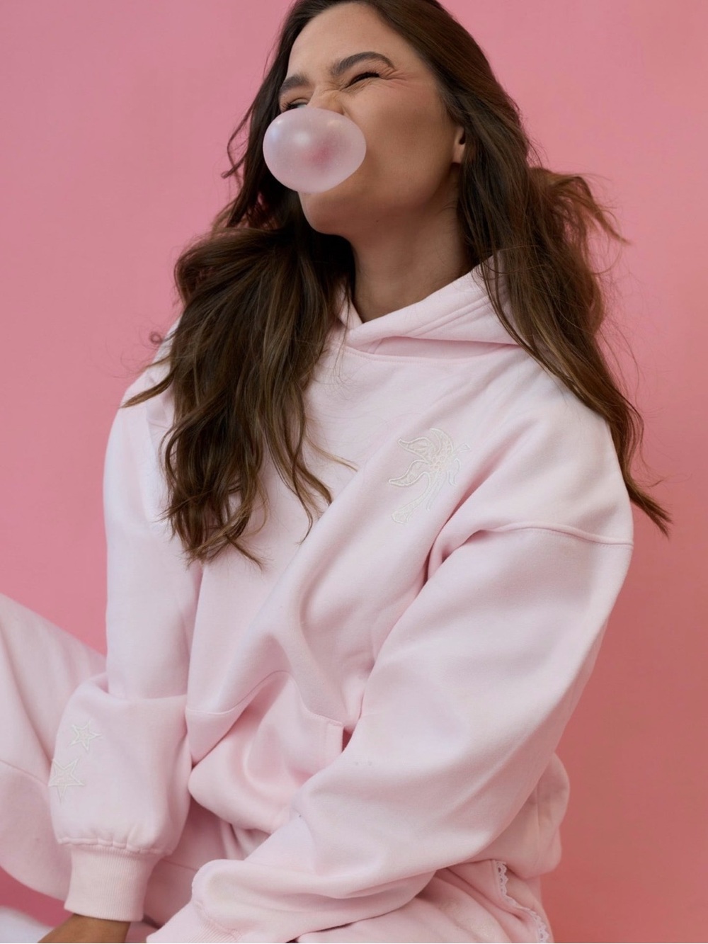 Lacy Hoodie in Angel Pink - Pink Palm Puff - Picture 6 of 11